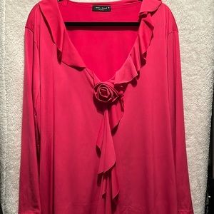Pink plus size long sleeve shirt